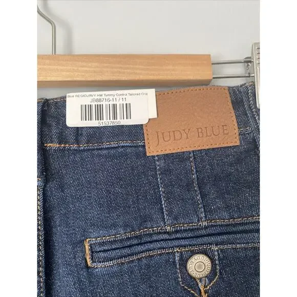 NWT! Judy Blue Curvy High Waist Tummy Control Tailored Crop Jeans 11/30 Wide Leg - Picture 3 of 8